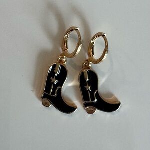 Gold and Black Cowboy Boot Earrings